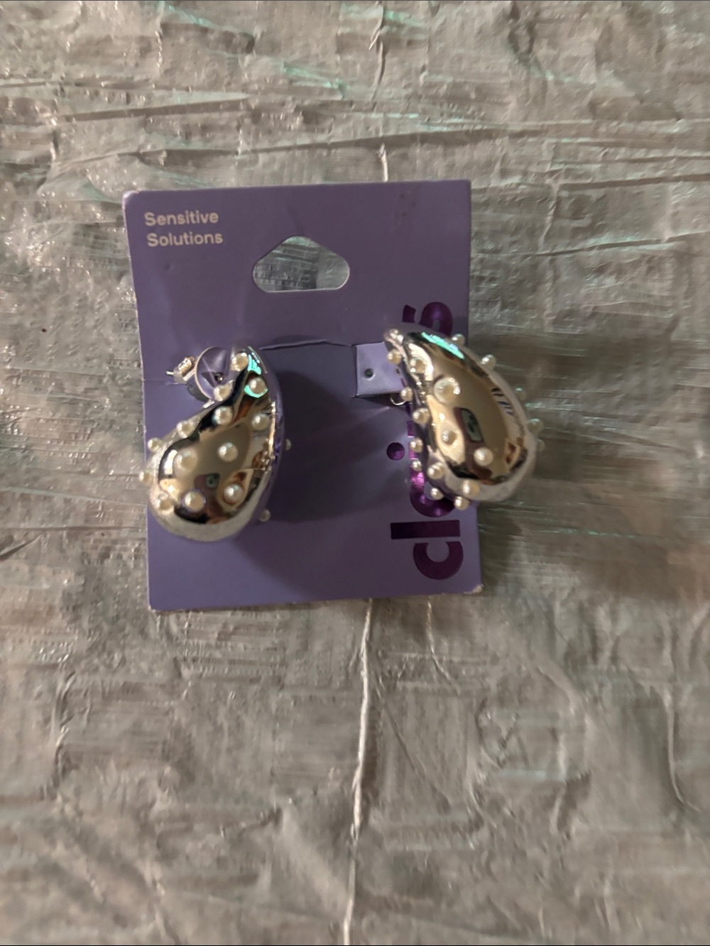 Claire's Silver Teardrop Clip-On Earrings with Pearl Accents